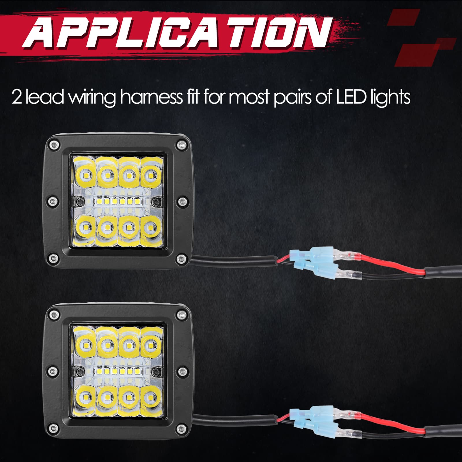 2 leads wiring harness for led pods