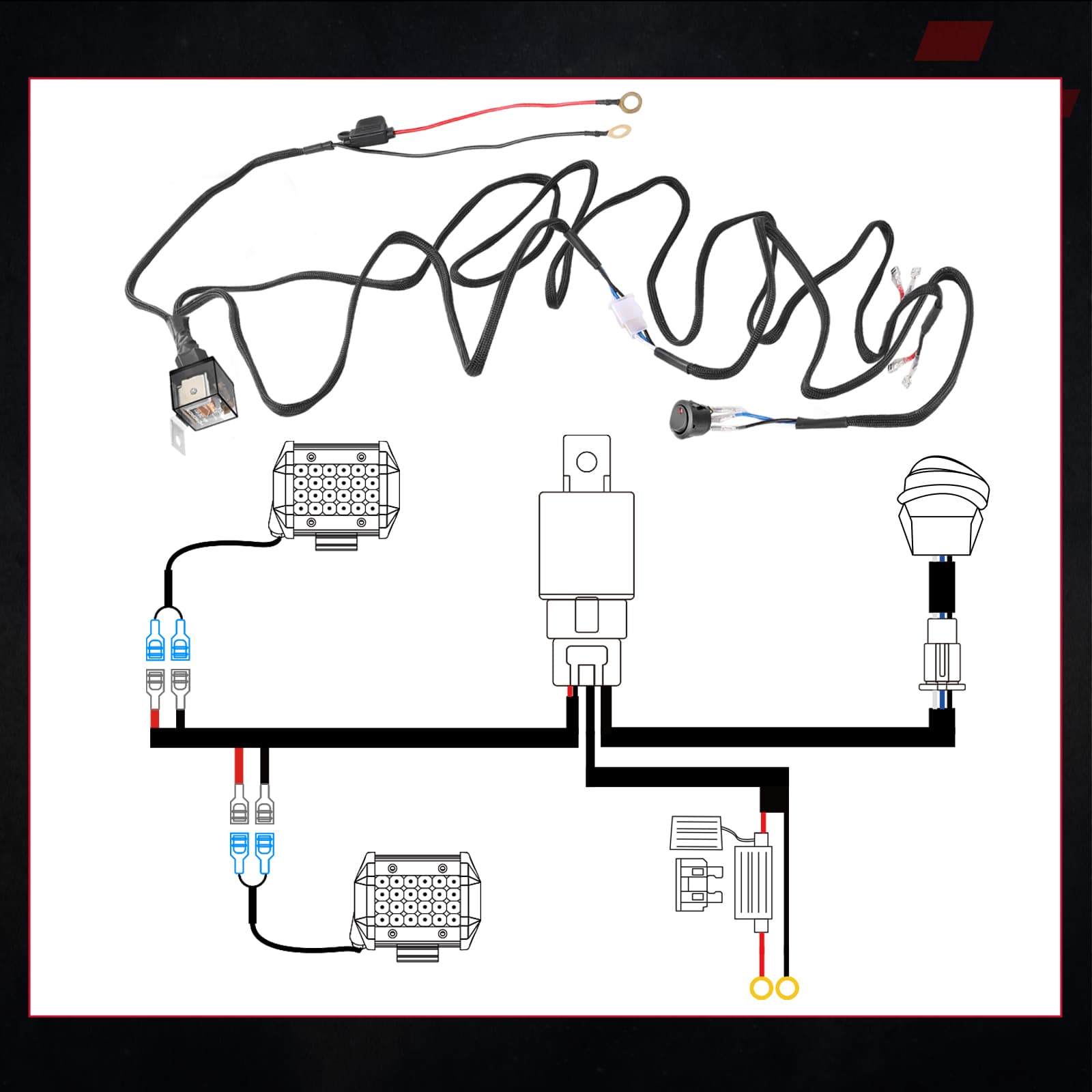 2 leads wiring harness