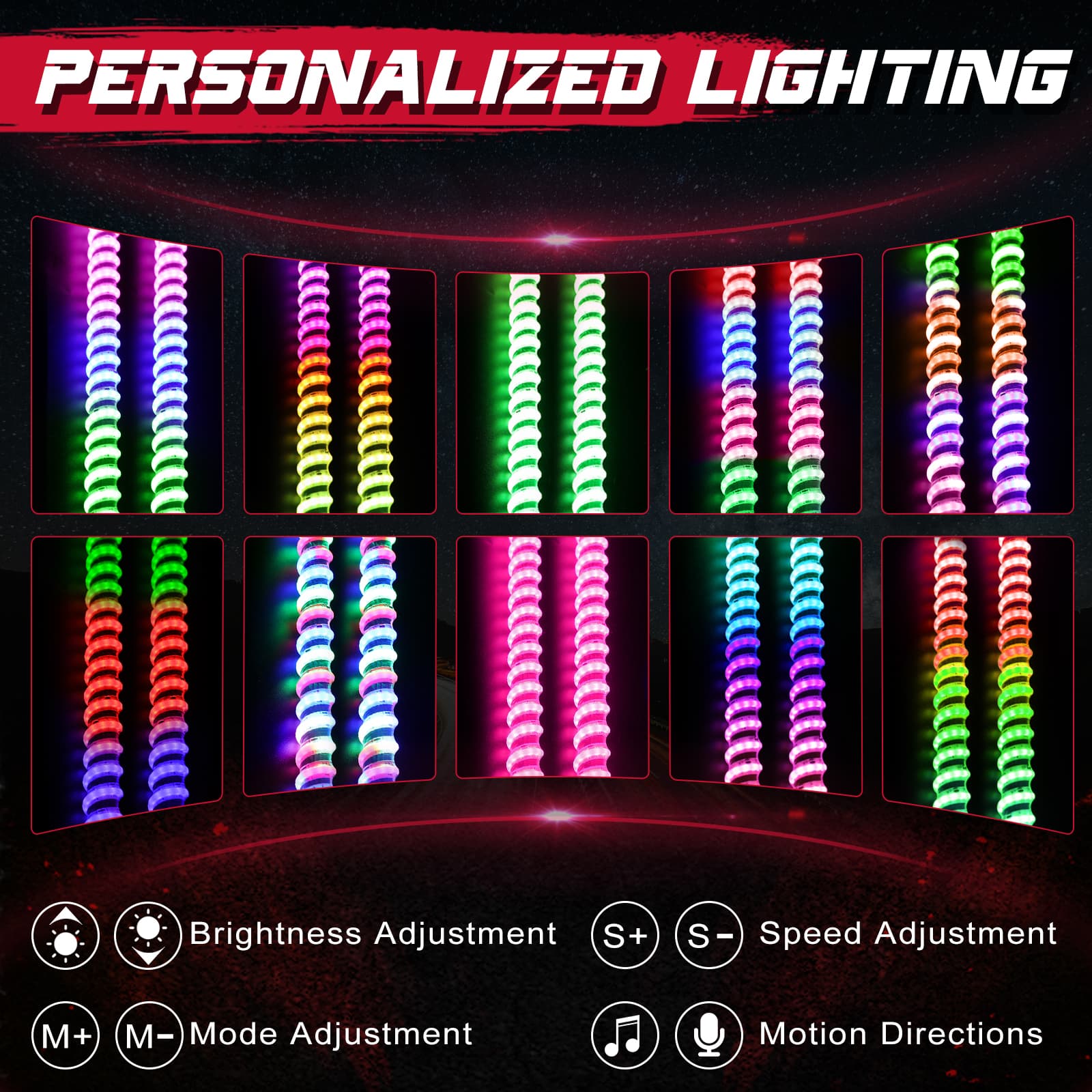 2pcs led whip lights