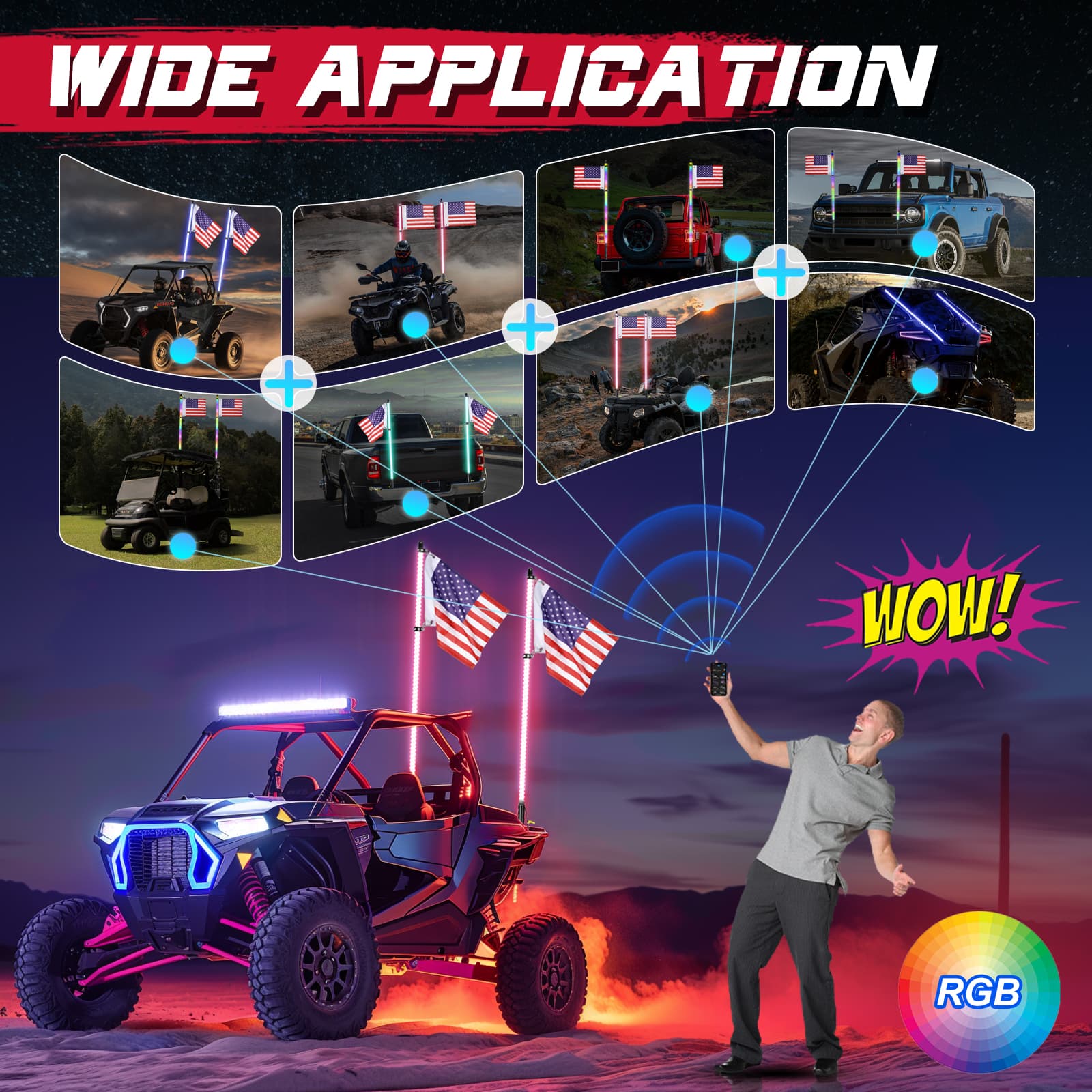 4ft led whip lights for utv
