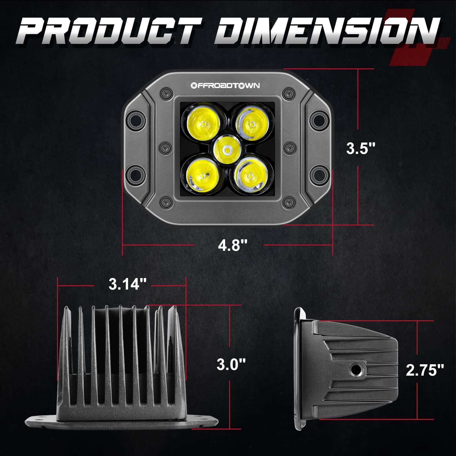 5 inch flush led pod lights