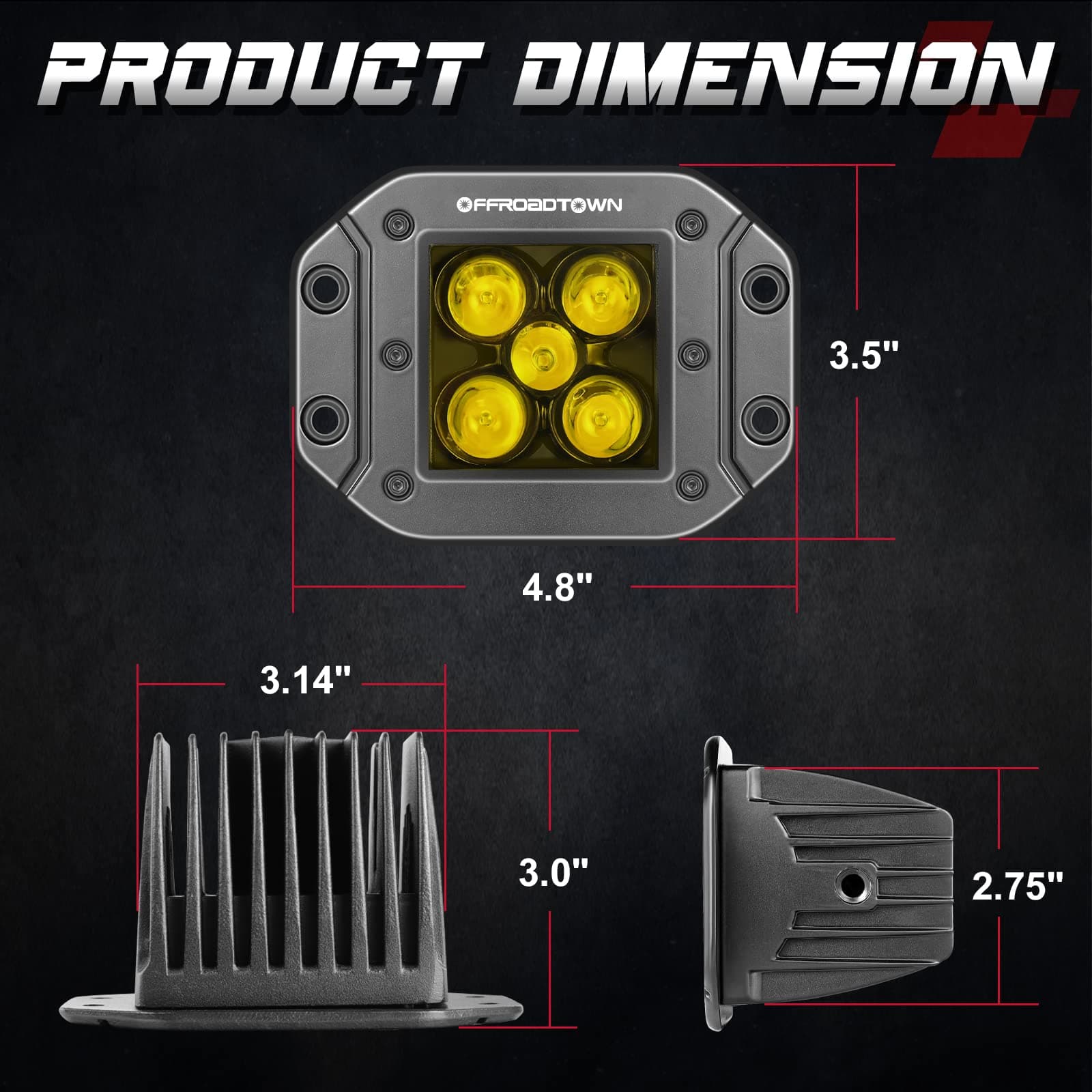 5 inch yellow flush mount led cubes