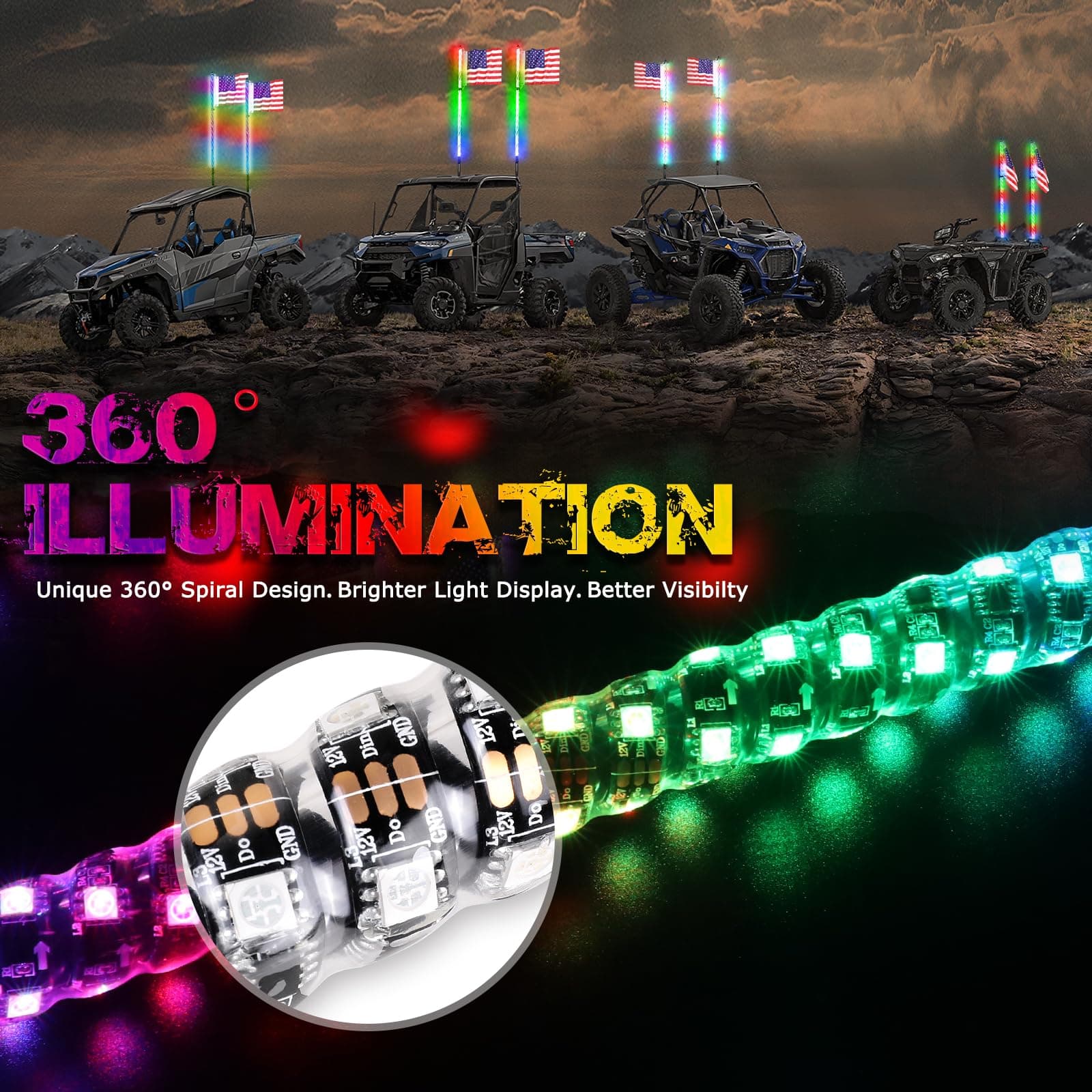 5ft led whip lights