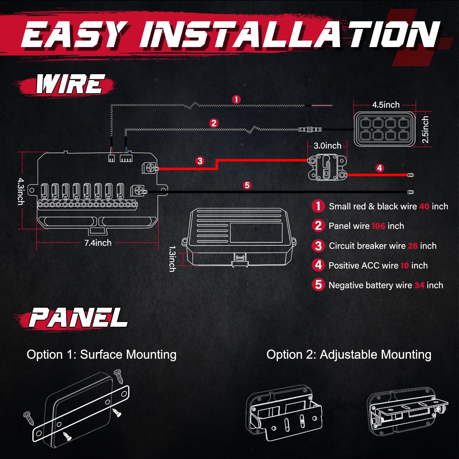 8 gang switch panel