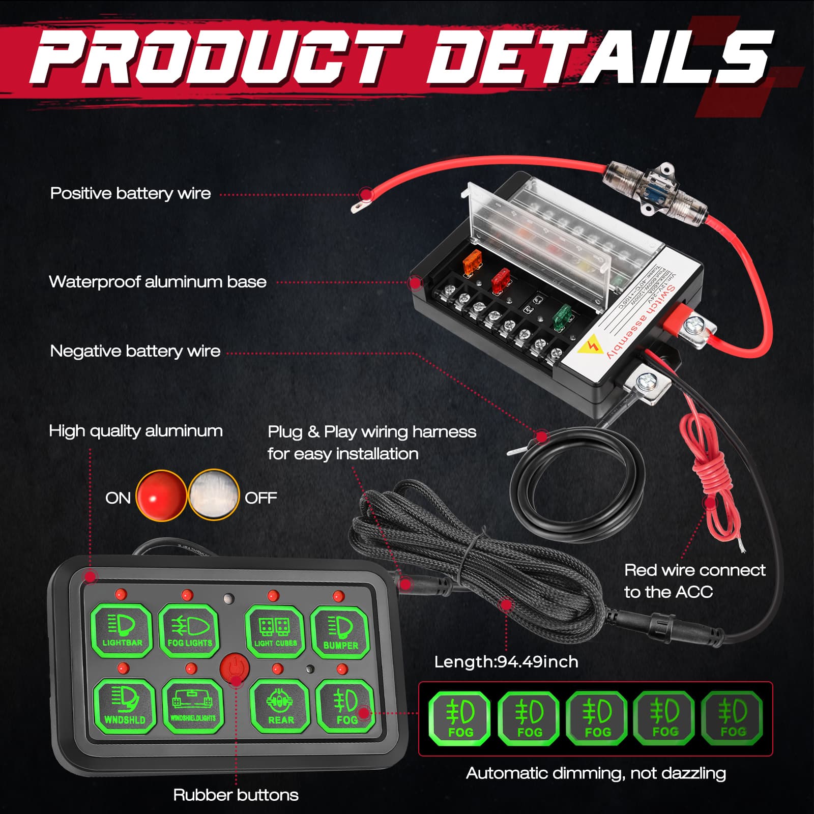 8 gang switch panel for truck boat