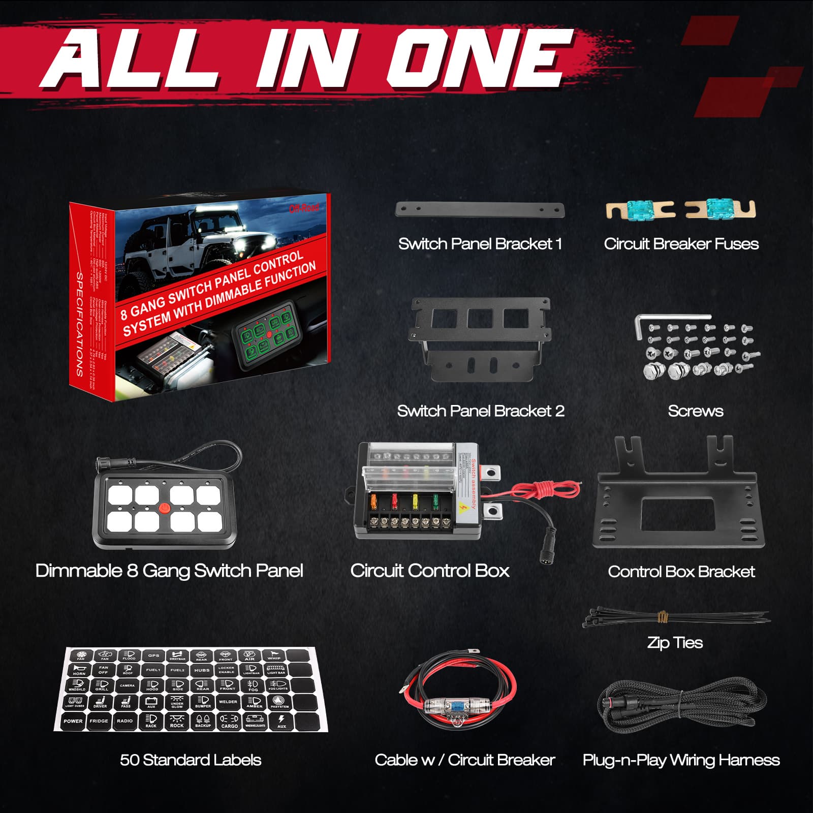 8 gang switch pods for universal