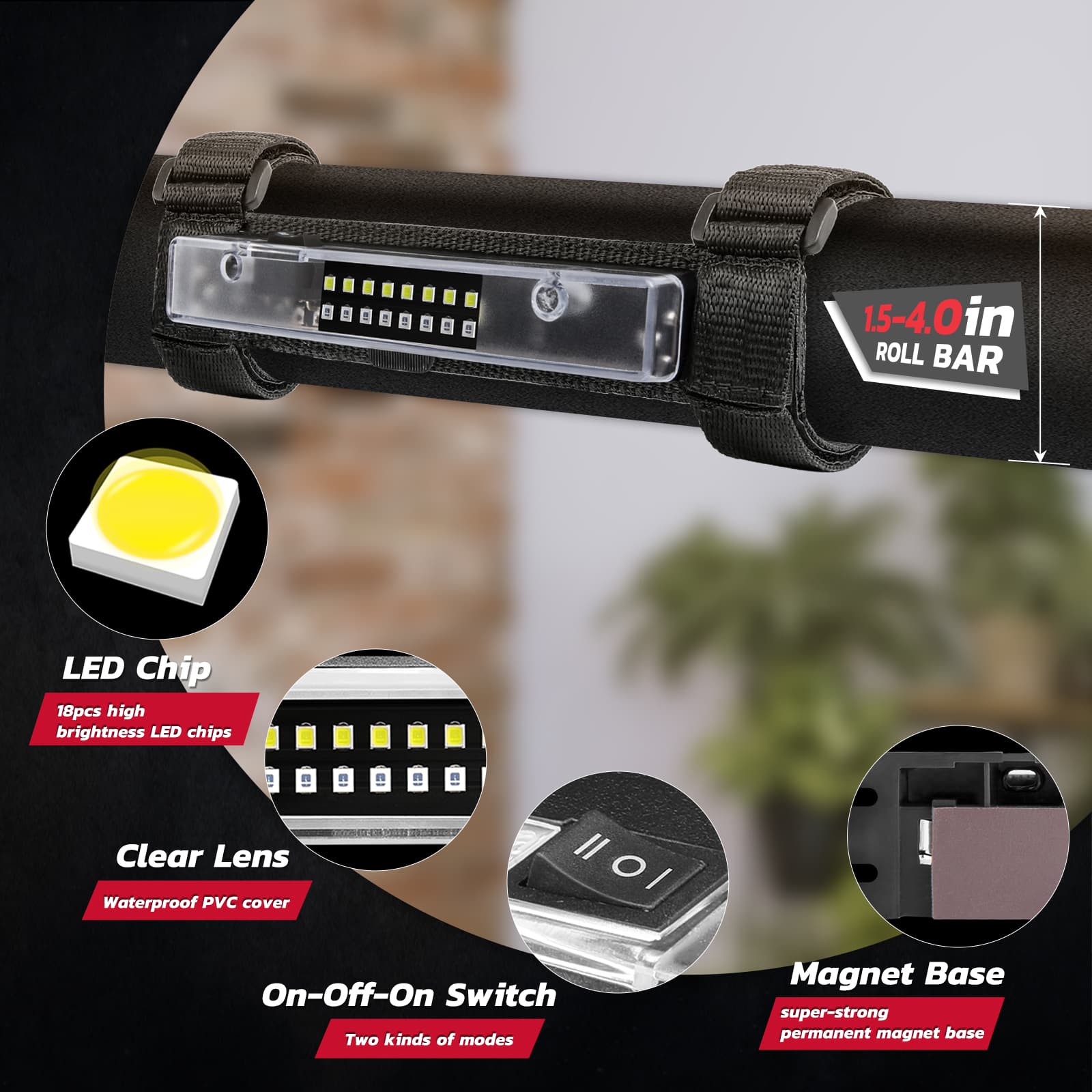 LED UTV DOME LIGHT RED