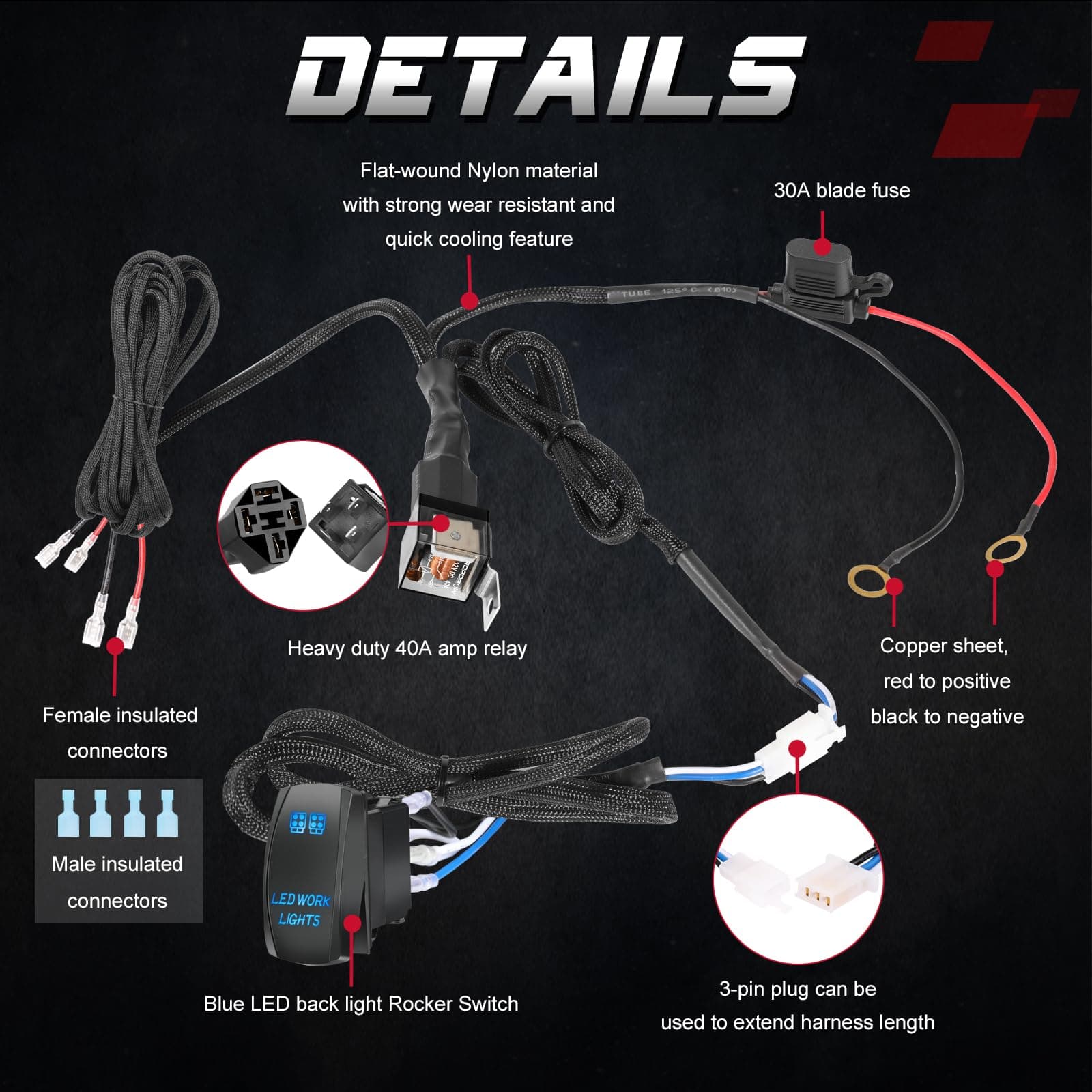 onoff rocker switch dual horn wiring harness
