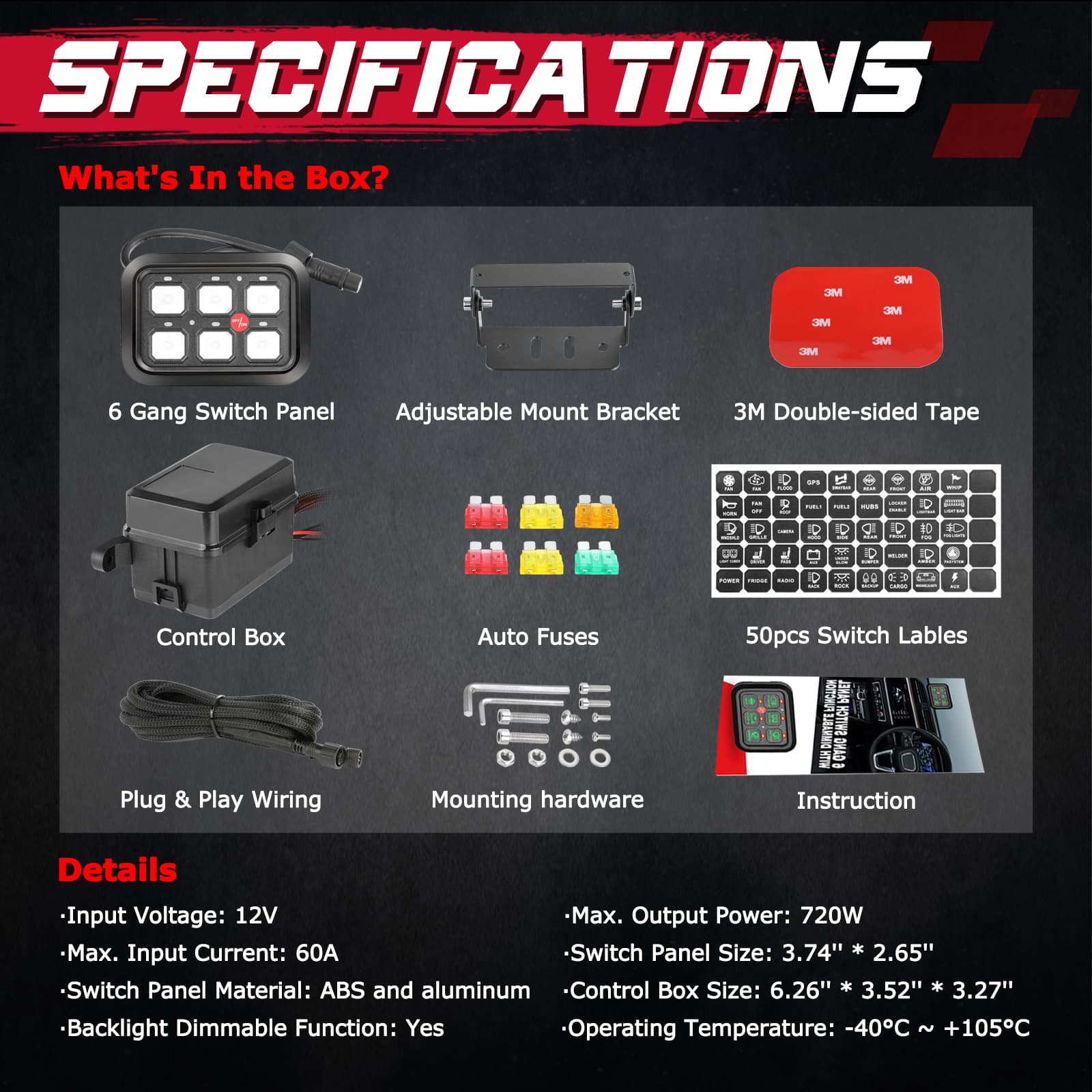 sticker rocker switch panel box