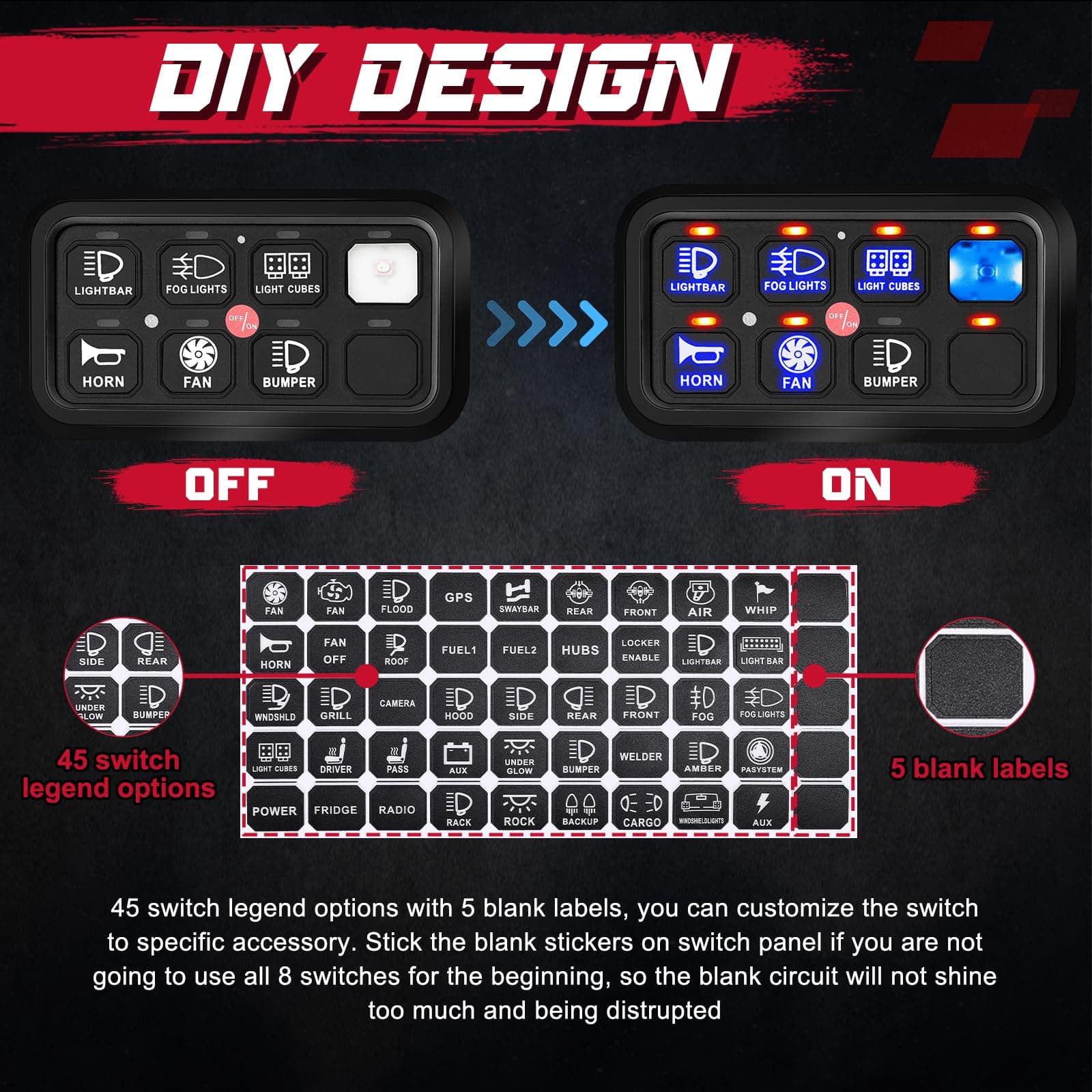 switch panel 8 gang