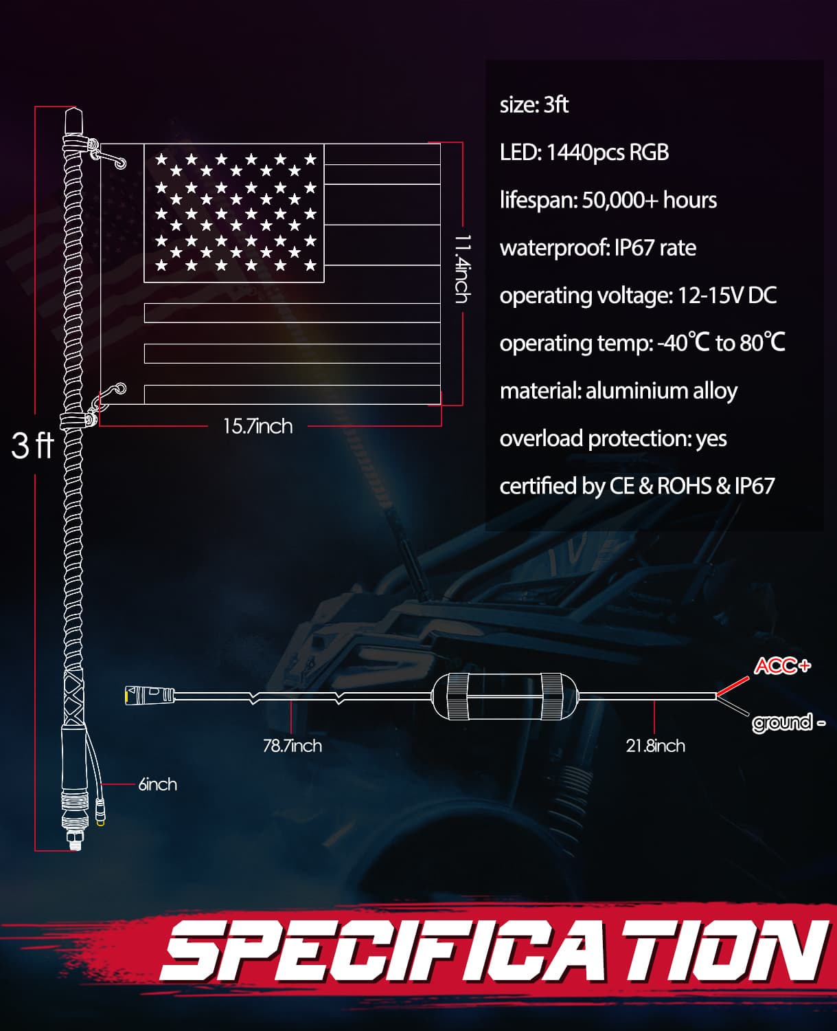 sxs accessories atv whip lights