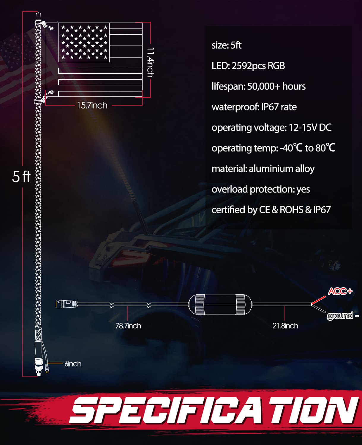 sxs accessories atv whip lights