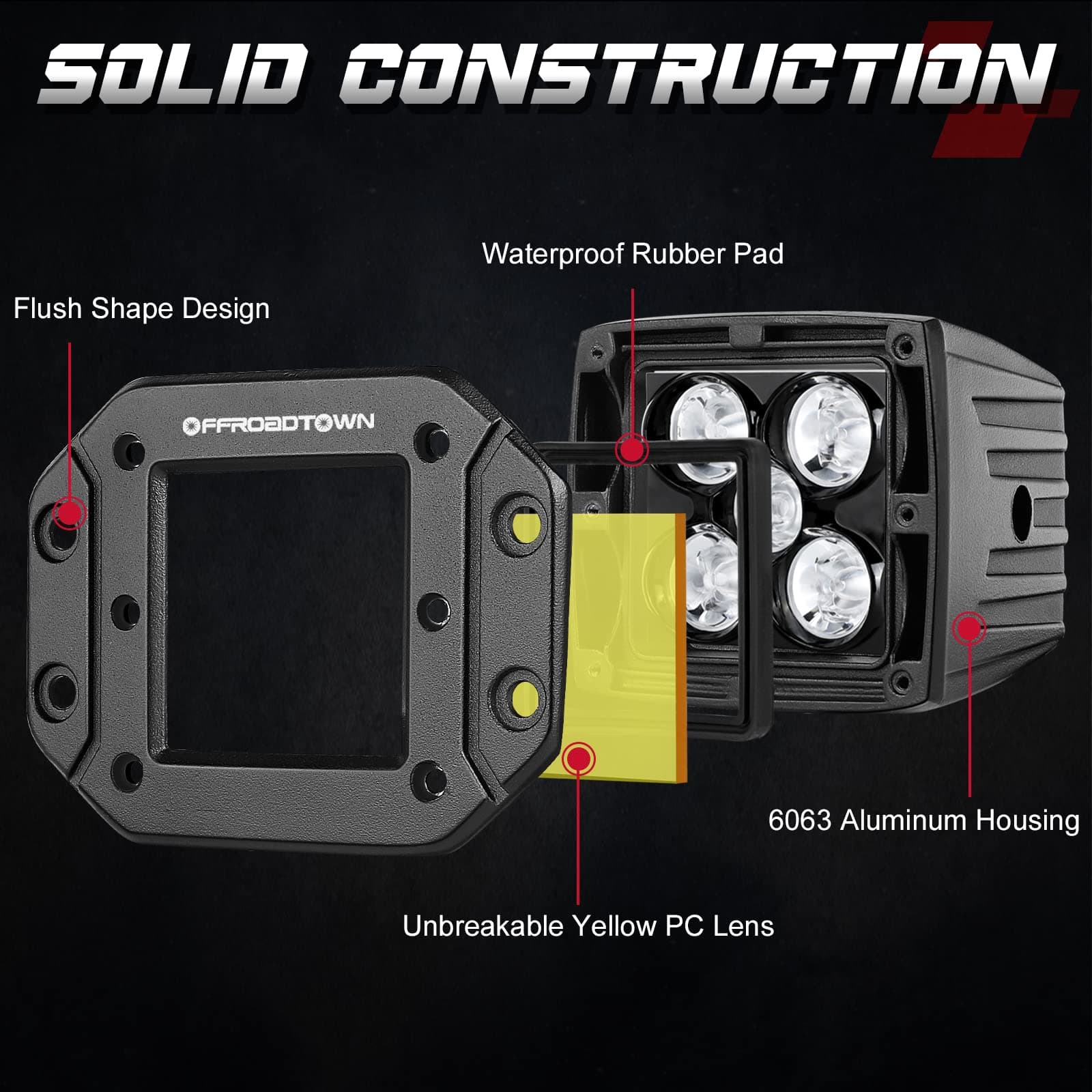 yellow flush led pod lights