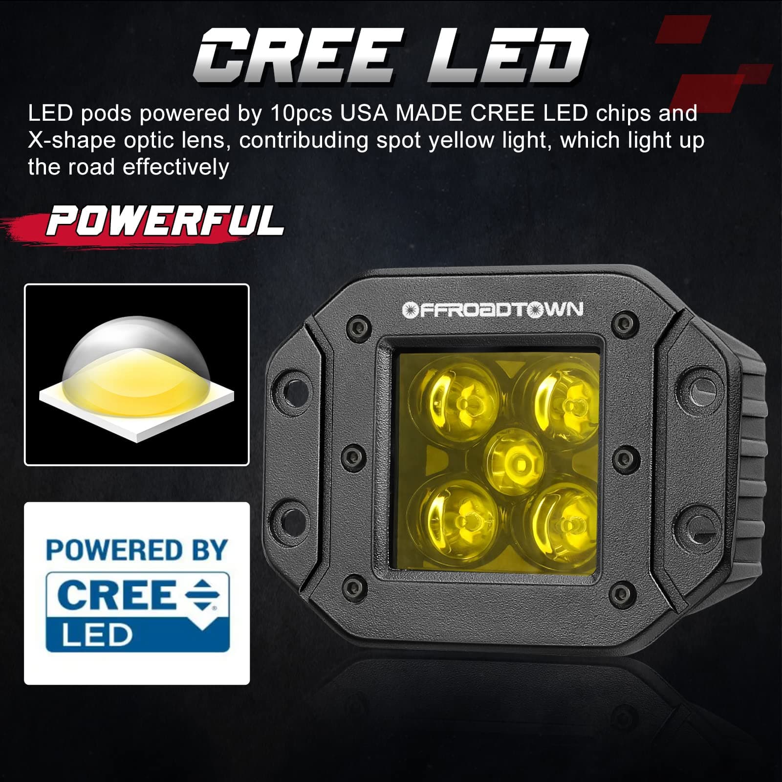 yellow flush led pods
