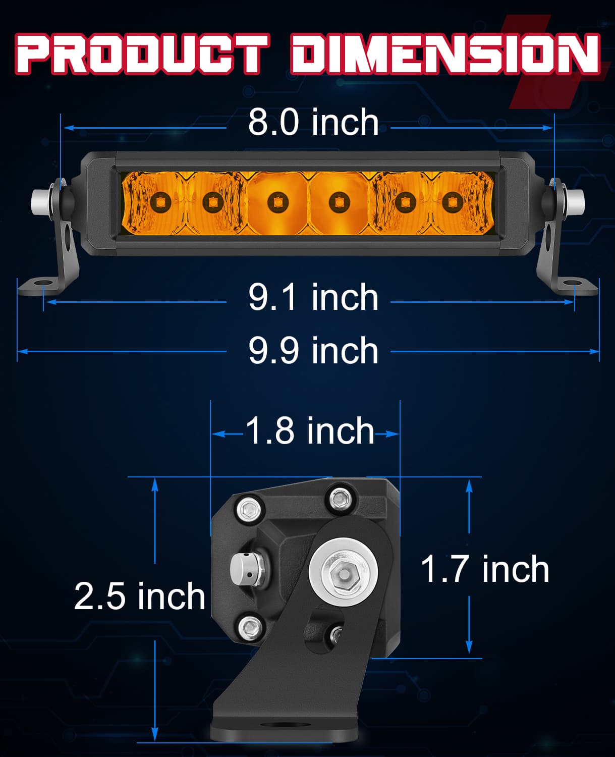 8“ amber light bar