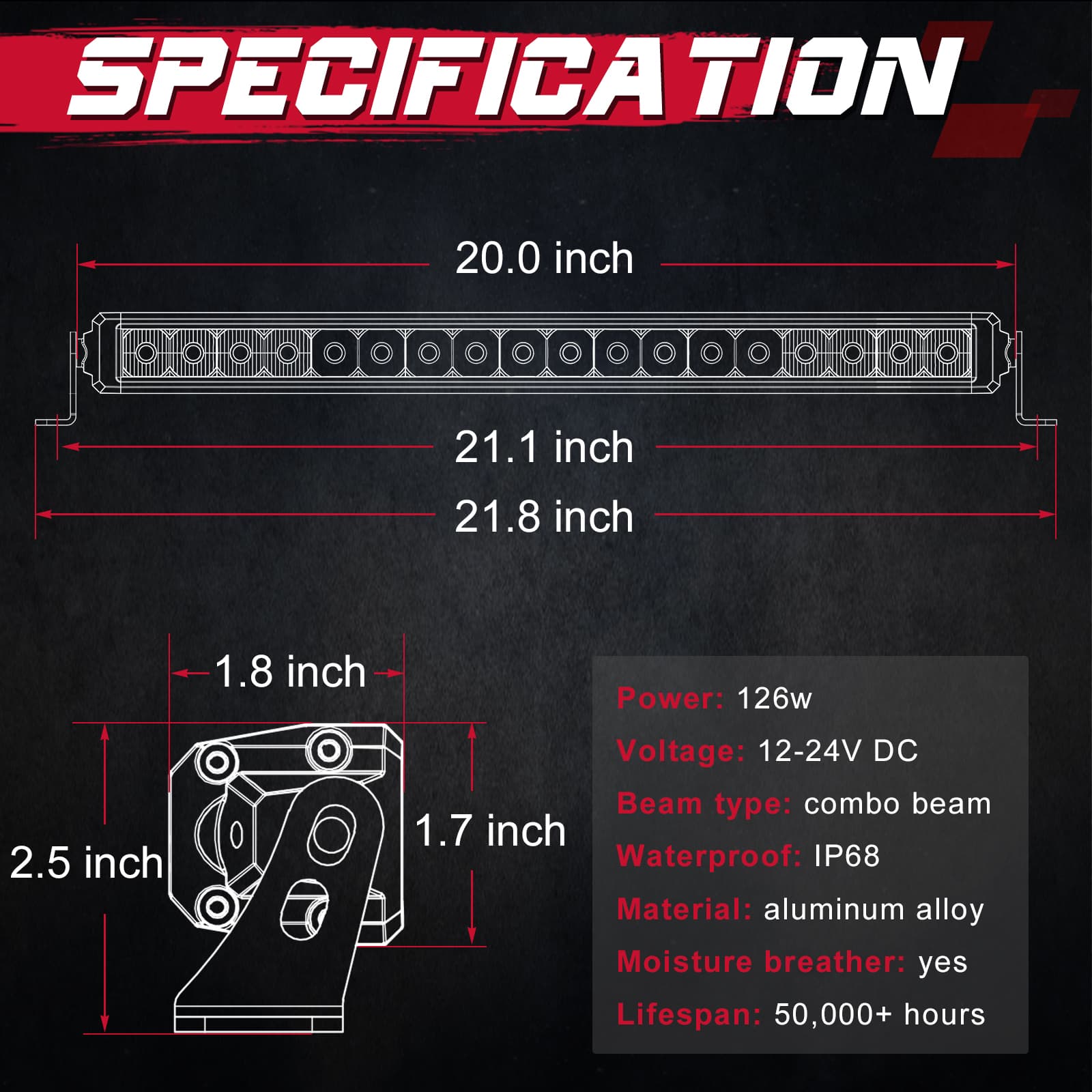 20 Inch Single Row LED Light Bars