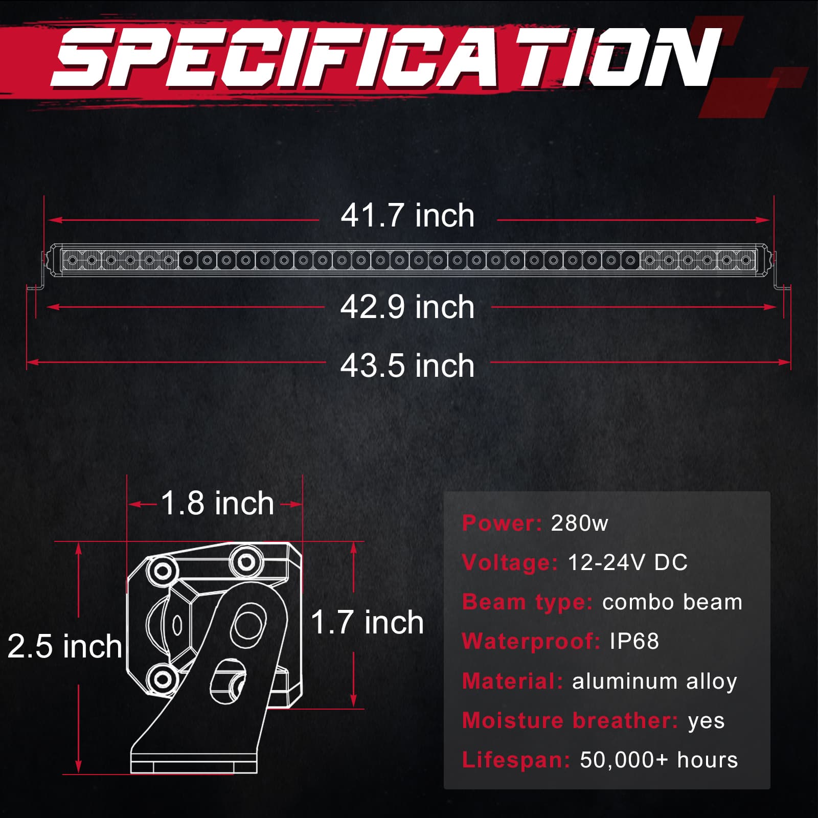 40 Inch Single Row LED Light Bars