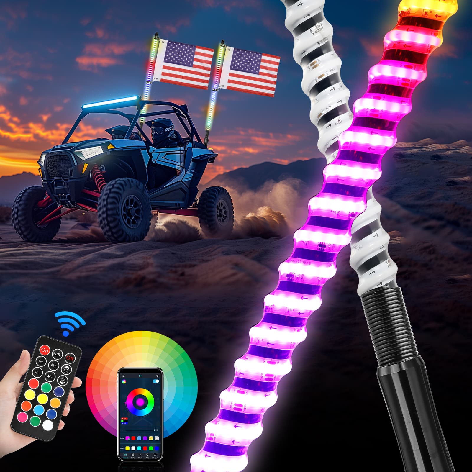 3FT led whip lights