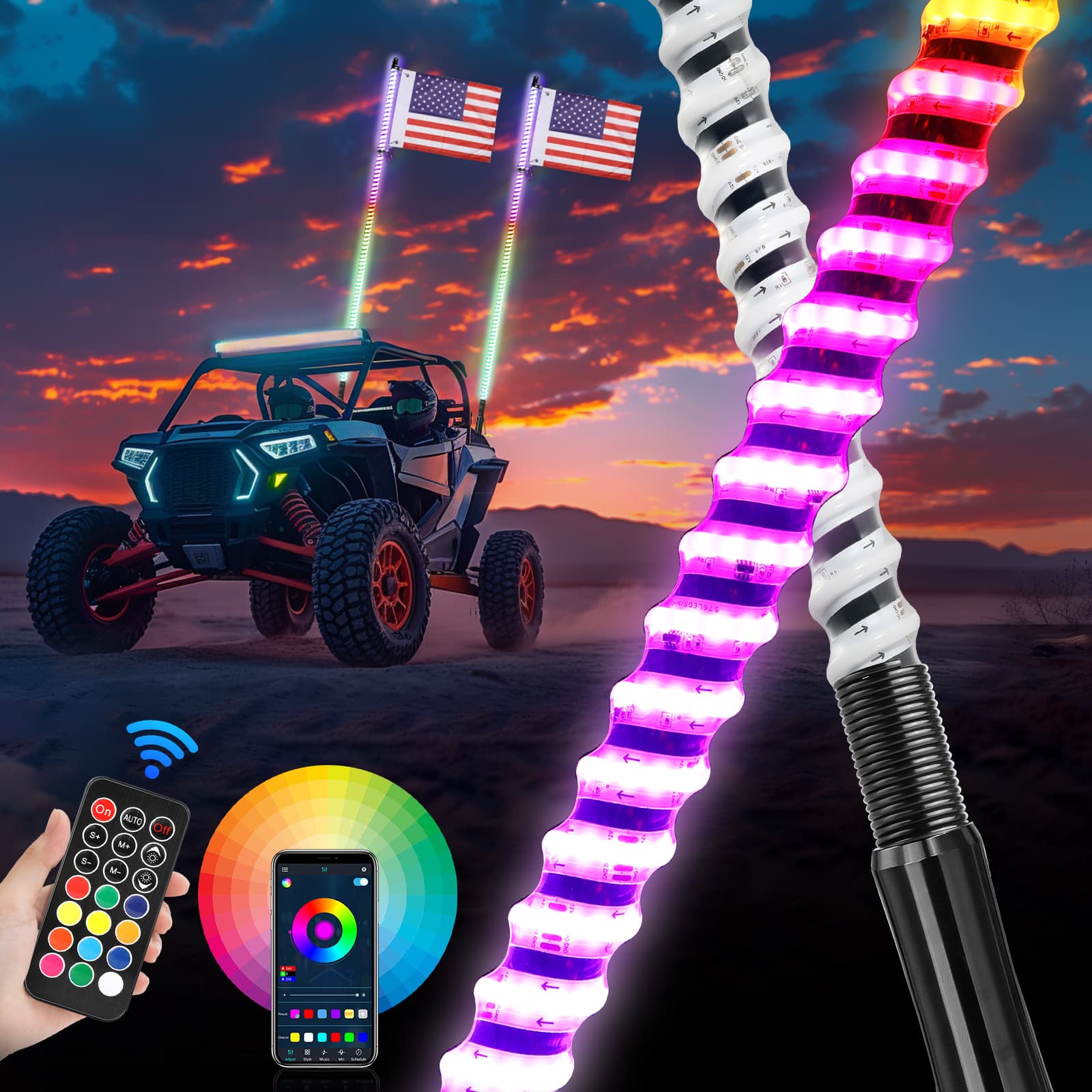 5ft led whip lights