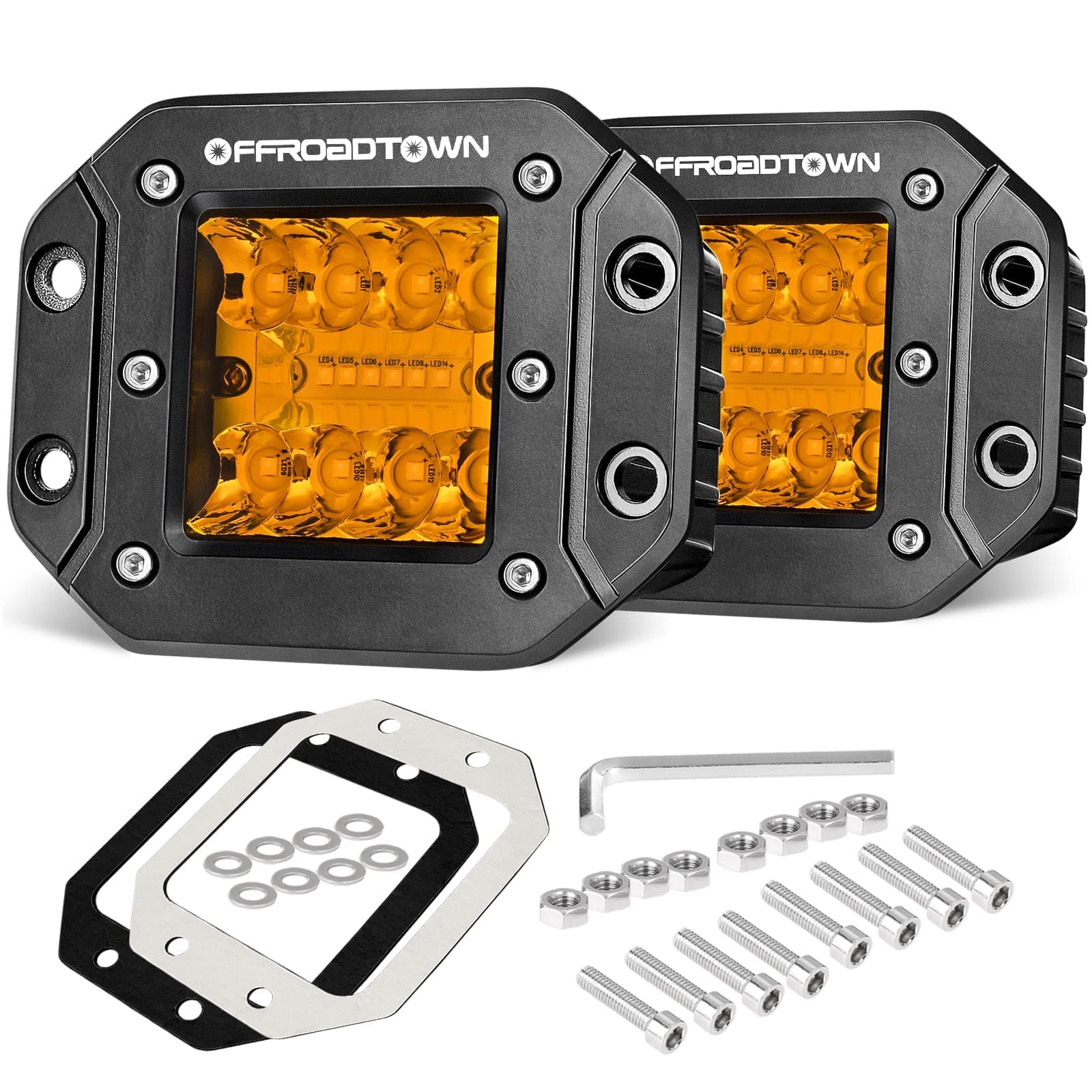 5INCH 84W FLUSH MOUNT LED PODS AMBER